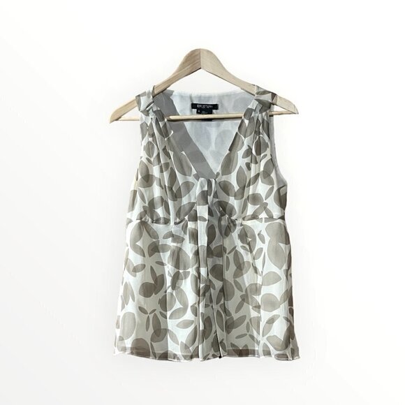 ETCETERA 100% Silk Luxury Ivory and Taupe Sleeveless Shell Tank Cami Size 8 - Picture 2 of 10